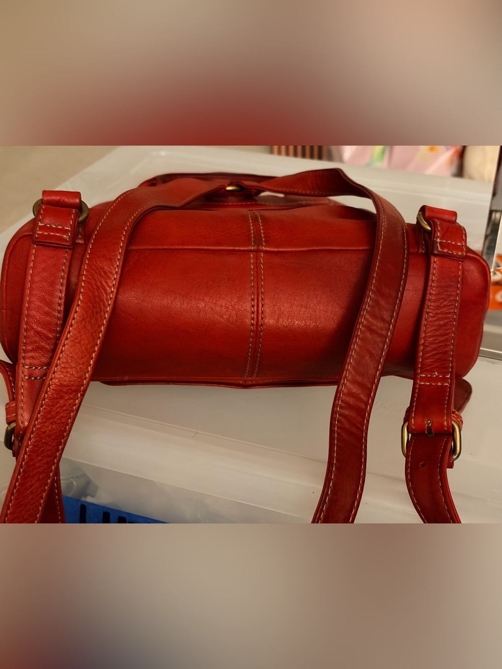 Fossil Red Leather Mini Backpack with Signature Key Charm - Picture 5 of 6